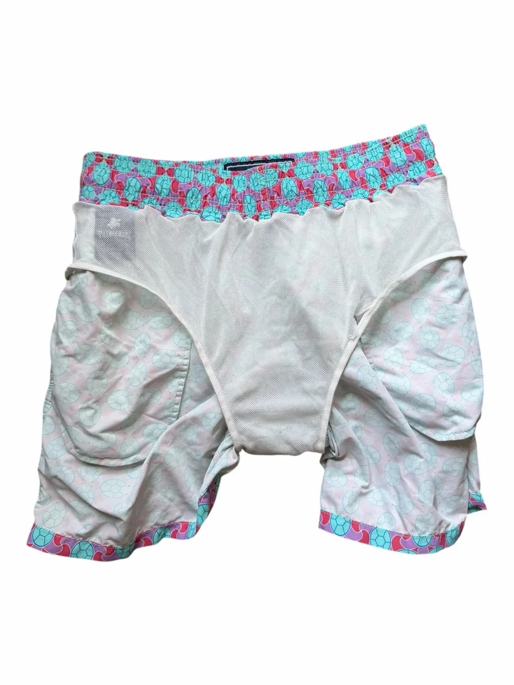 Vilebrequin Men’s M Turtle Print Swim Trunks Pink Blue Moorea St Tropez Surfcore